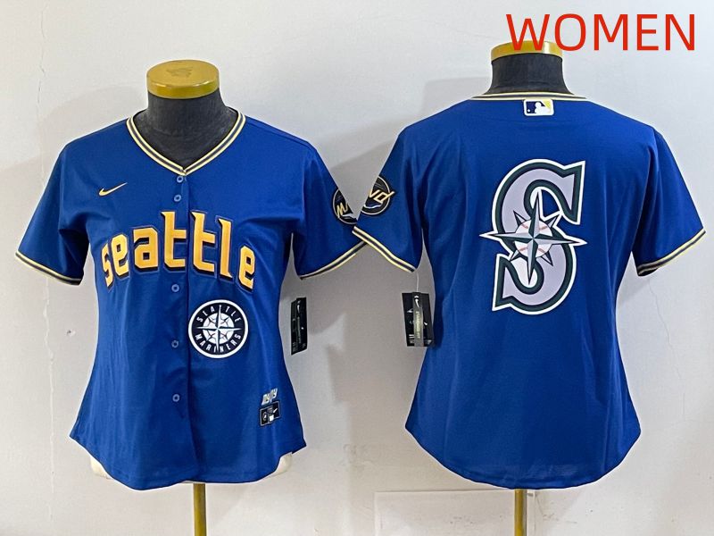 Women 2025 Seattle Mariners Blank Blue City Edition Nike MLB Jersey style 9->women mlb jersey->Women Jersey